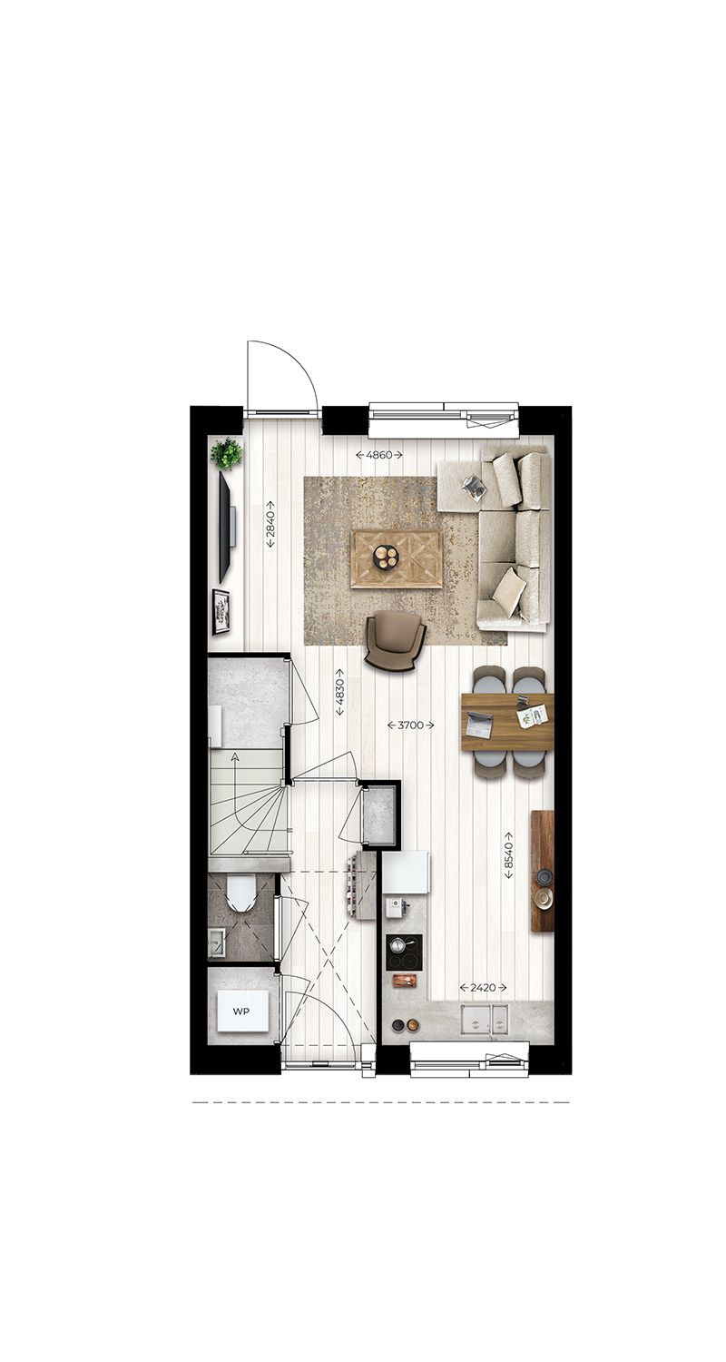 plattegrond begane grond [bnr 42, 43 en 44]