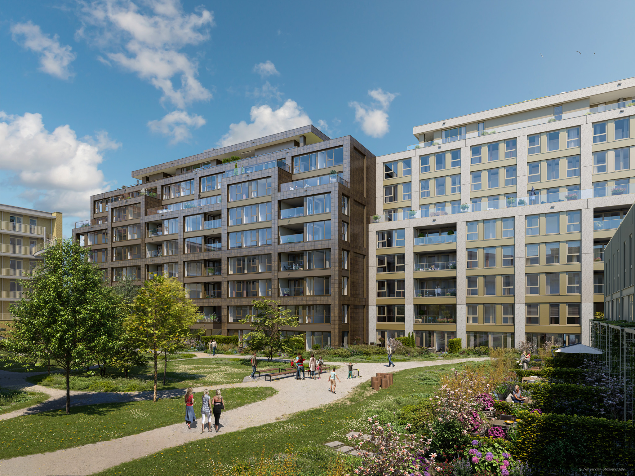 Nieuwbouw Waalfront Nijmegen Iris Scarlet Binnentuin 01 2048X1536