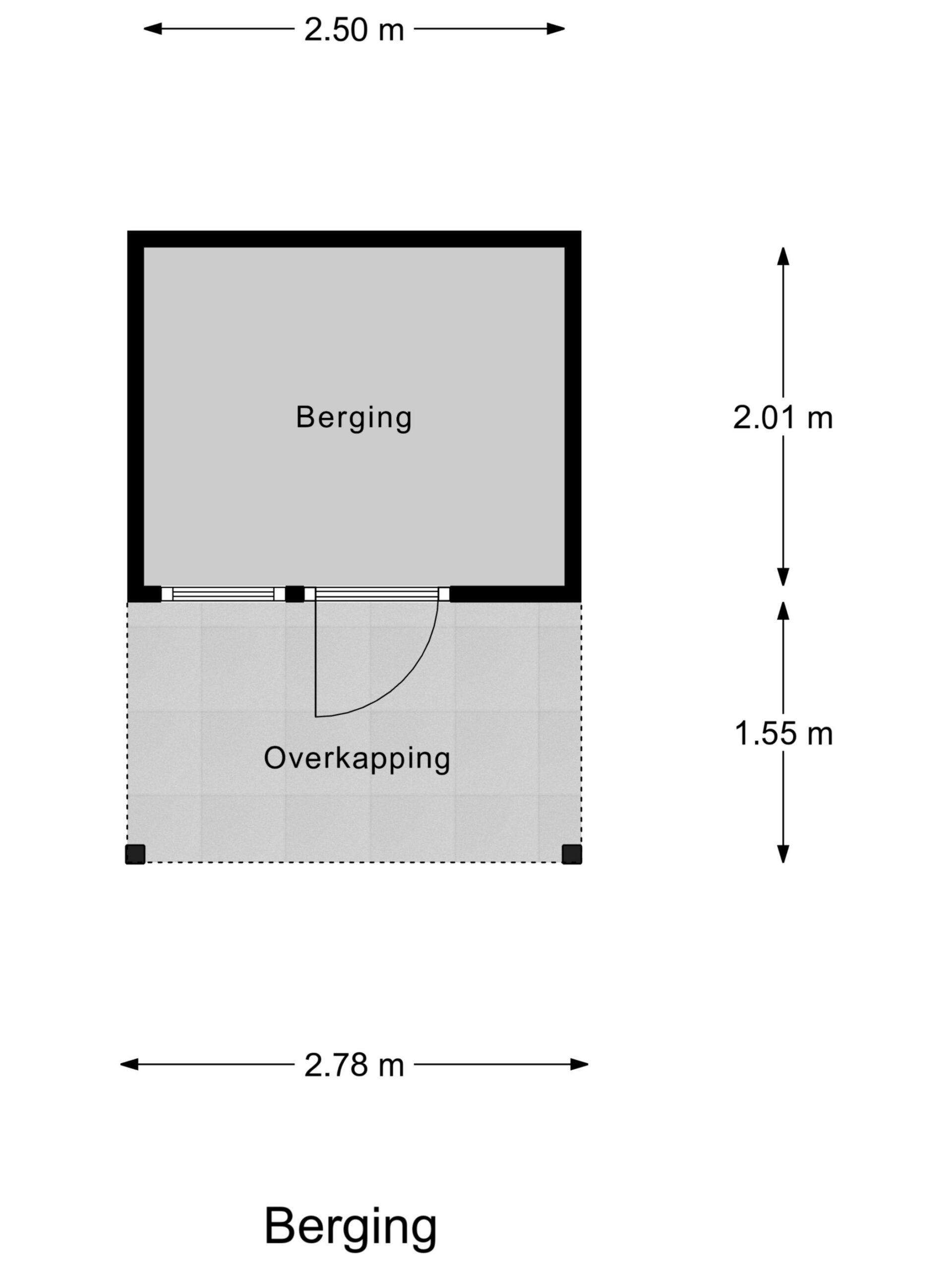 Berging met kleine overkapping