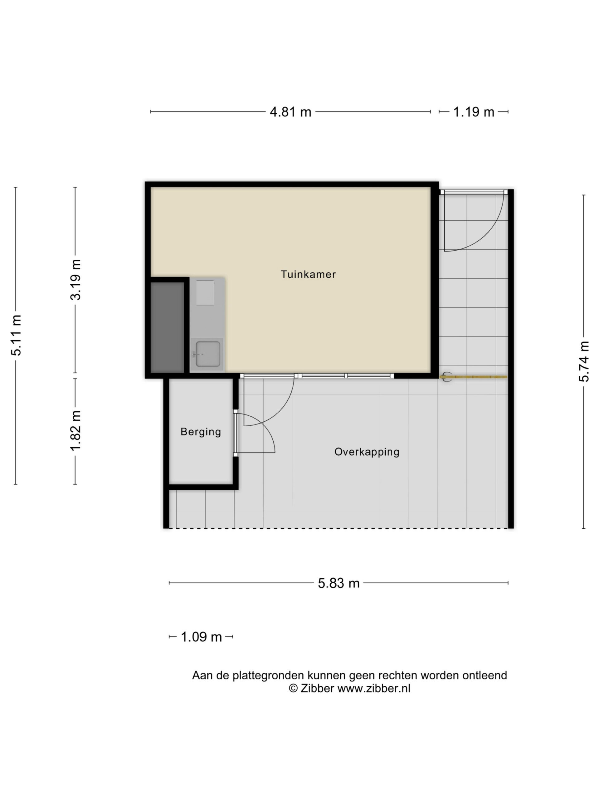 Tuinkamer met overkapping